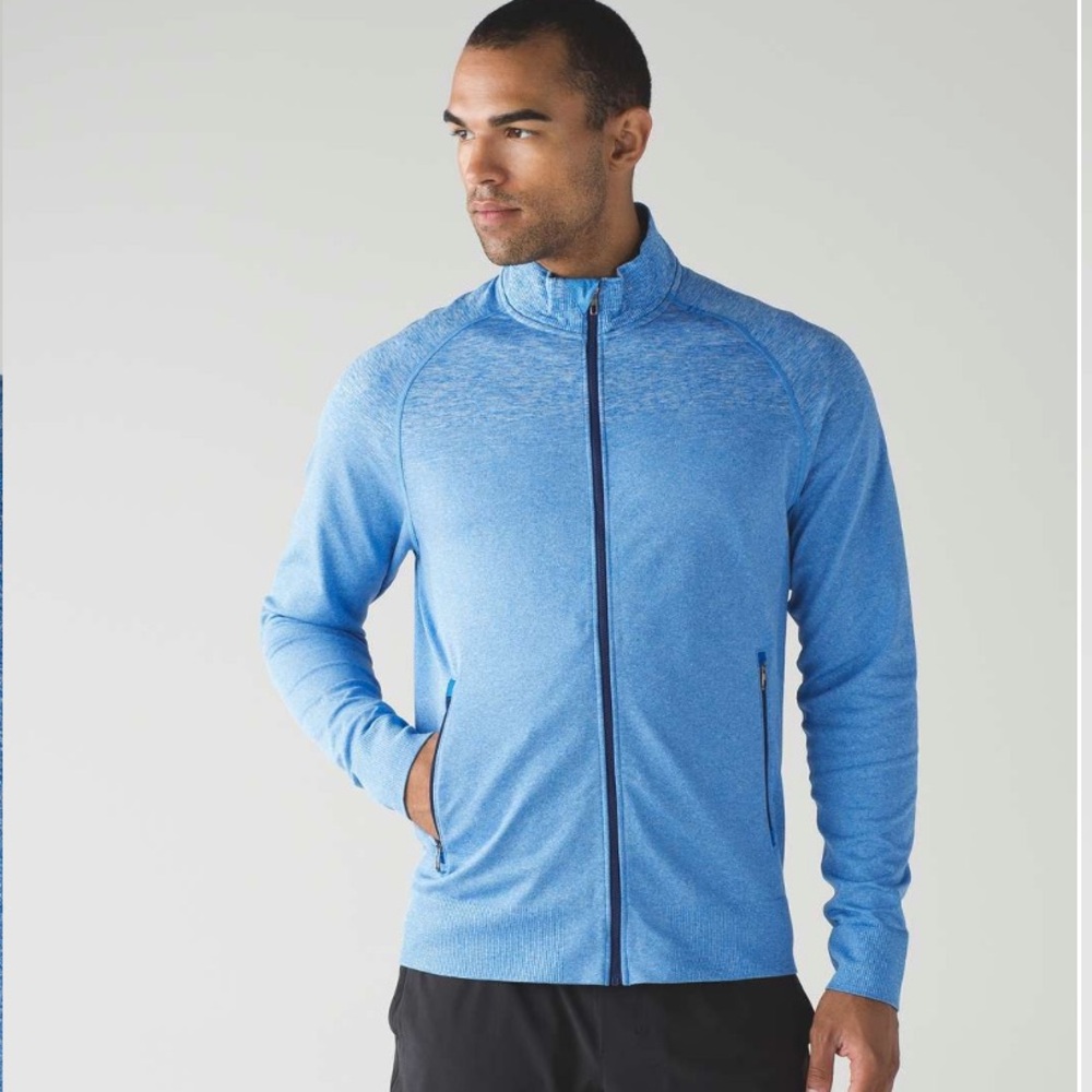 Lululemon Pulse Jacket Heathered Blue Performance Athletic Zip Up
